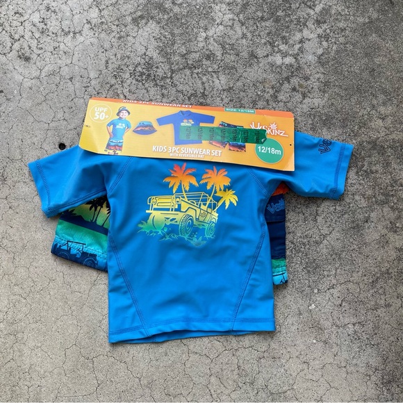 UV Skinz 3 Piece set beach Swim Shorts and Rash Guard & bucket hat vacation - Picture 4 of 4